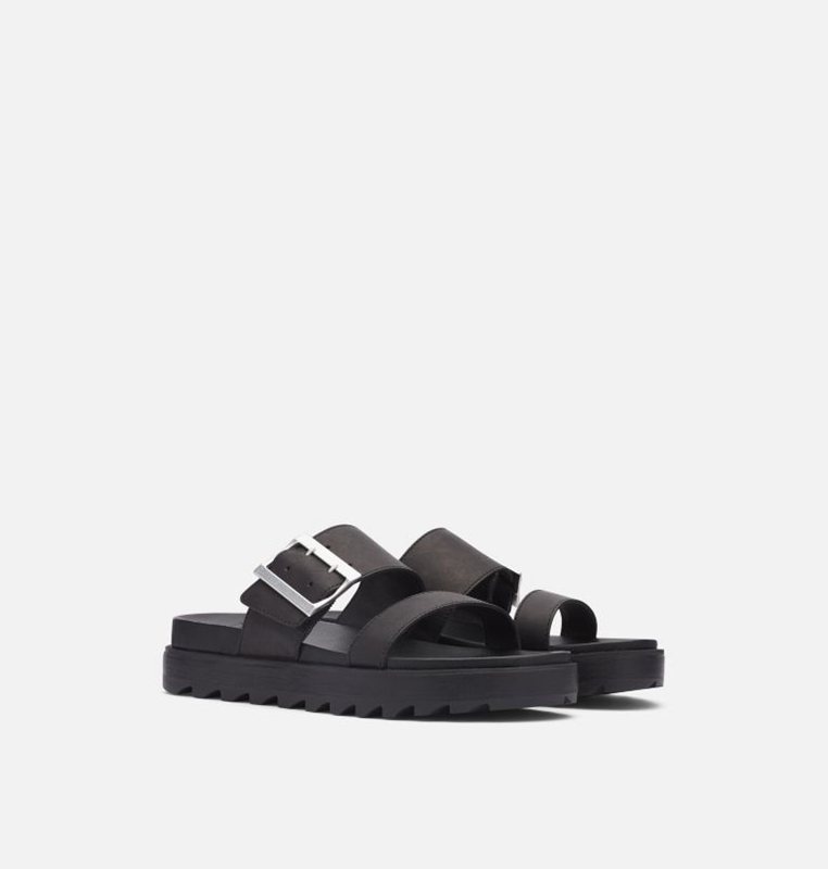 Womens Slides Black - Sorel Roaming™ Buckle - 312-EVQSOB